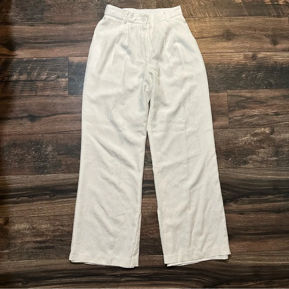 Aqua cotton and linen lined pants size XS - Picture 2 of 13